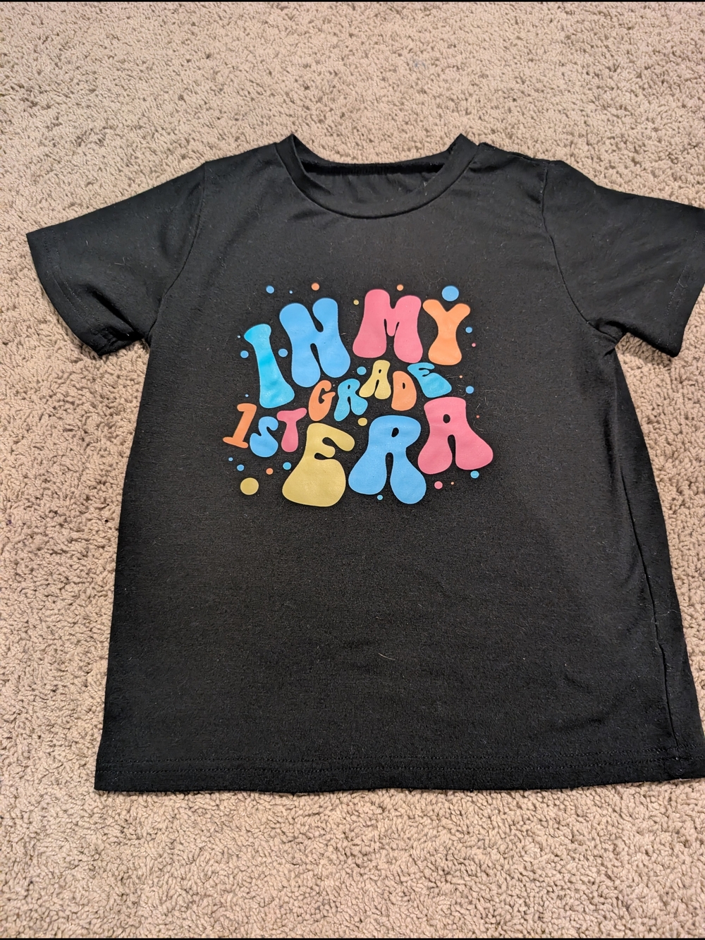 Kids' Black Graphic Tee - "In My 1st Grade Era"